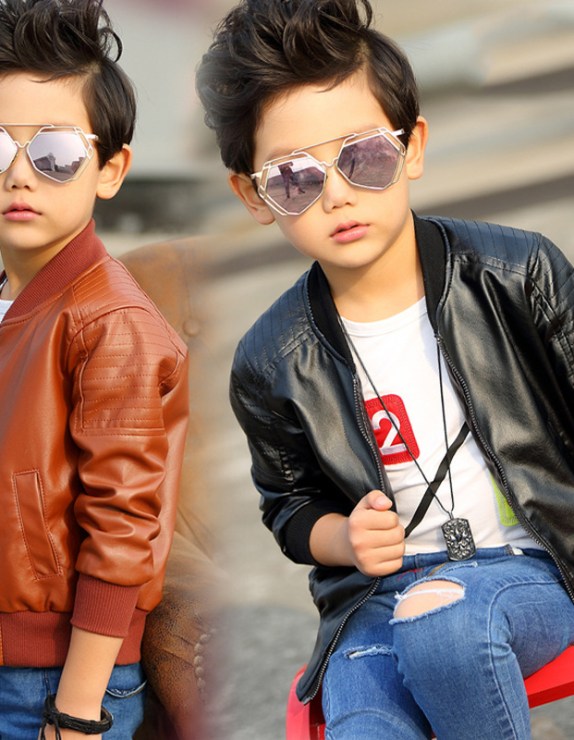 2-8T Toddler Kid Baby Boy Clothes Long Sleeve Leather PU Jacket For Boys PU Coat Gentleman Streetwear Infant Spring Outfit
