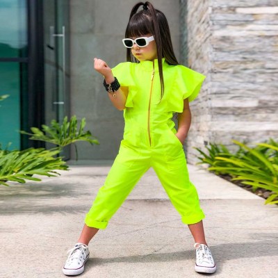 Fluorescent Green Kids Clothes Summer Rompers for Girl Outfits Girls' Sleeveless Vest Kid Girls Party Costume