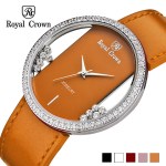Luxury Rhinestones Clear Women's Watch Japan Quartz Hours Fine Fashion Dress Leather Bracelet Girl Birthday Gift Box
