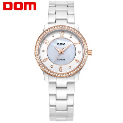 DOM women luxury brand watches waterproof style quartz ceramic nurse watch reloj hombre marca de lujo T-558