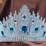 Blue Crystal Miss Universe Pageant Tiaras Large Crowns Clear Rhinestone Headpiece Wedding Bridal Prom Party Costumes