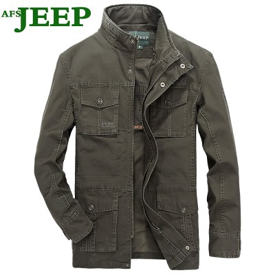 AFS JEEP Famous Brand Fashion High Quality Spring Autumn Cotton Multi-pocket Men Jacket Personality Military Color Dress 140