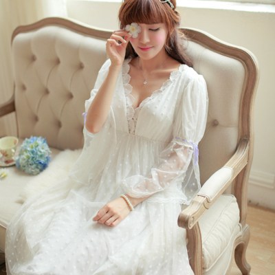Noble Sleepwear Lace Dress Gown Elegant Nightgown Princess Dress Dress Vintage Lace Gown Bride Bridesmaid Nightgow High Quality