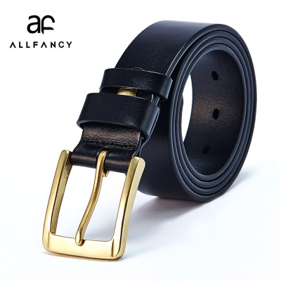 Men's casual belts 3.8cm wide made of genuine cowskin belt pure copper pin buckles design brand head layer cowhide retro belt