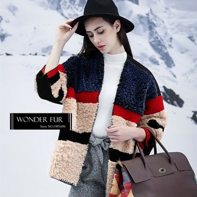Collision Style Sheep Fur Woolen Cloak Ladies Cashmere Fur Jacket High-End Customed Wool Blends Colorful Sheep Fur Dress