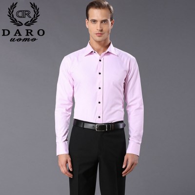 NEW Men's Shirt Spring Long Sleeve Diagonal Pure Color White Shirt Slim Business Camisa Social DR849