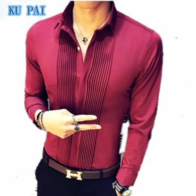New Male Long Sleeve Shirt White Wedding Dress Workwear Banquet Hair Stylist Moderator Wedding Groom Shirt Youth
