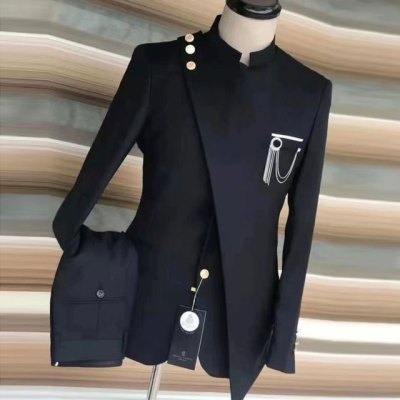 New Europe and The United States Large Size Men's Suit Two-piece Stand Collar Business Party Groom Best Man Clothing
