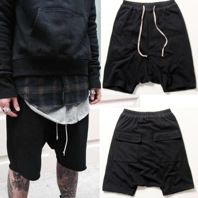 New black shorts kanye west cool sweatpants 30-40 mens jumpsuit HIPHOP rock stage urban clothing owens dress harem