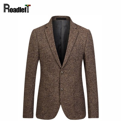 Male woolen blended fabrics slim fit blazer Mens brand clothing suit jacket Men wedding dress suit champagne tuxedo