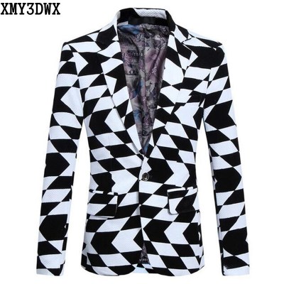 Men's Korean slim fit fashion cotton plaid blazer Suit Jacket  plus size 4XL 5XL Male blazers Mens coat Wedding dress