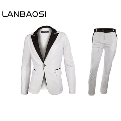 (Jackets+Pants) New Men Suits Slim Custom Fit Tuxedo Brand Fashion White Business Dress Wedding Suits Blazer Free Shipping
