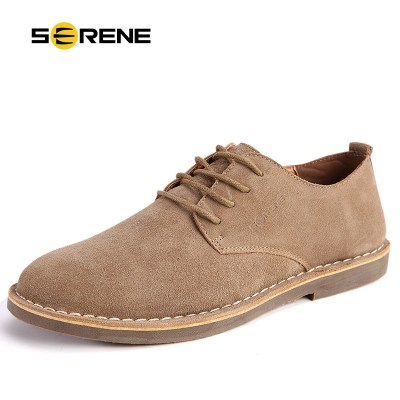 SERENE Band Men Shoes Plus Size 38~46 Suede Leather Increased High Men Lace-up Casual Loafers Business Desert Shoe 5 Colors