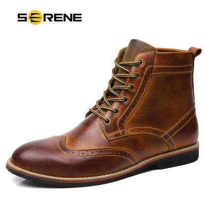 SERENE Brand Men Boots Men Autumn Winter Boots Size 38~47 Russian style Handmade Warm Plus Size Men Split Ankle Boots