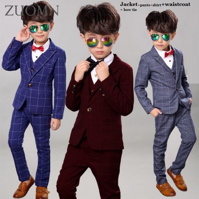 Boys BlackBlazer 5 pcs/set Wedding Suits for Boy Formal Dress Suit Boys wedding suit Kid Tuxedos Page boy Outfits 5pieces YL351