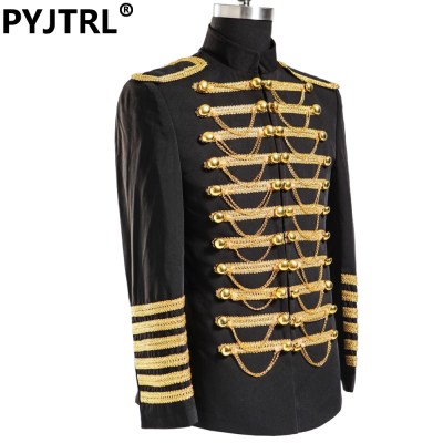 (Jacket + Pants) Black And Gold Embroidery Groom Royal Suit Customized For Men Wedding Dress Suits