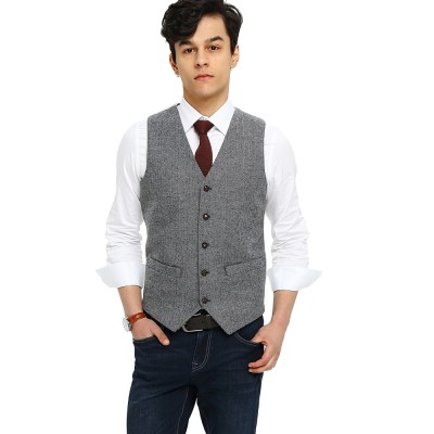 Airtailors Light Gray Donegal Tweed Vest Men Suit Vest Slim fit Groom's Wear Vest Wedding Waistcoat Men's Dress Vests