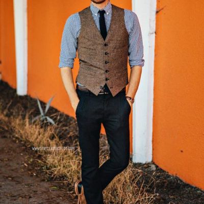 Brown Wool Tweed Vests Slim Mens Suit Vests Custom Made Sleeveless Suit Jacket Men Wedding Mens Dress Groom Vests Bestman