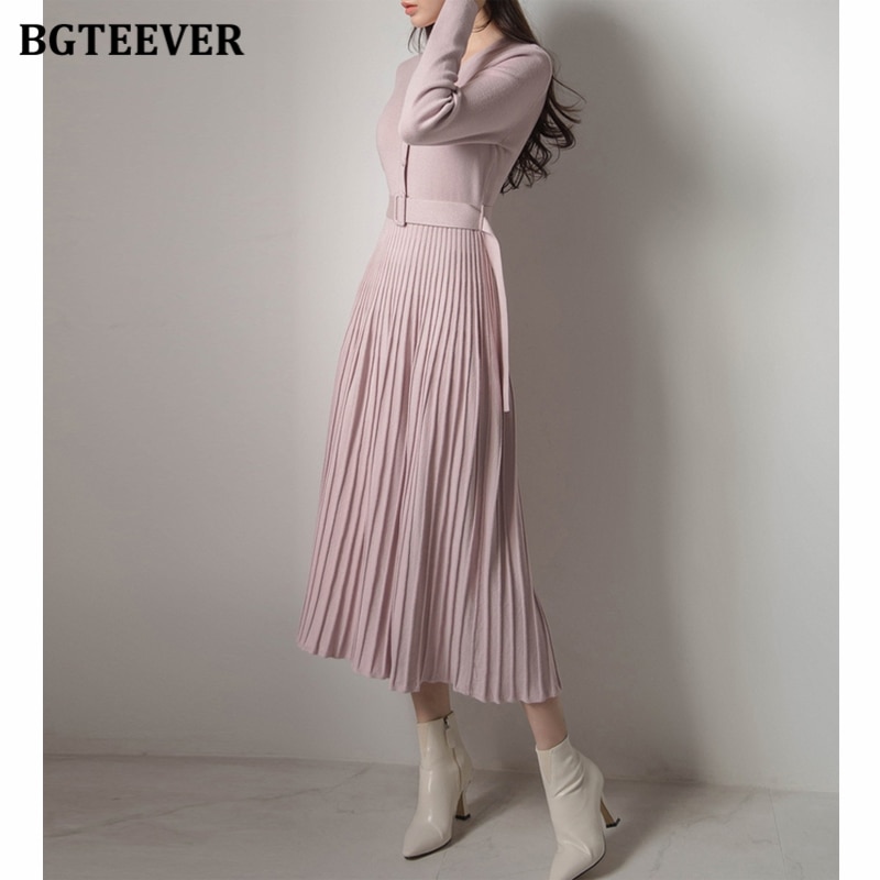 BGTEEVER-Elegant-V-neck-Single-breasted-Women-Thicken-Sweater-Dress-2021-Autumn-Winter-Knitted-Belted-Female-5.jpg