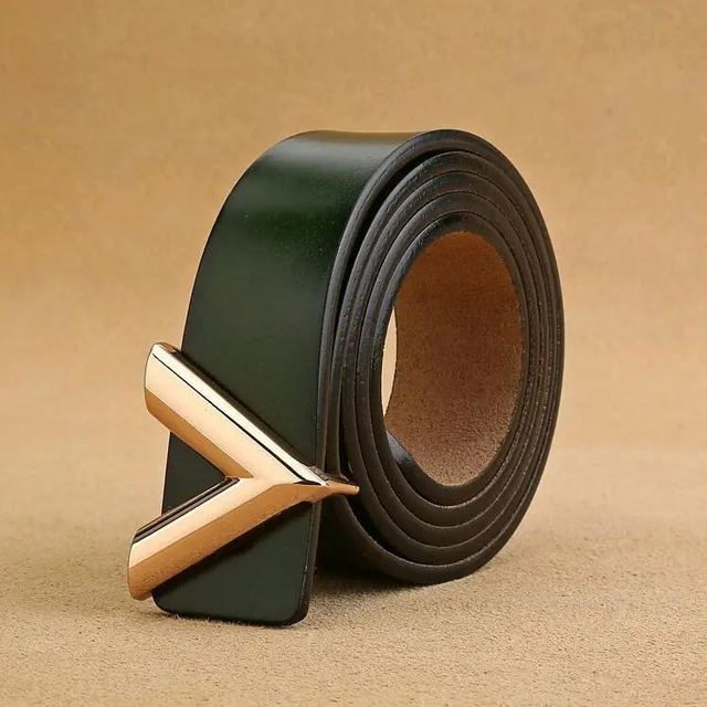 New Designer Belt For Men Women luxury Letter Smooth Buckle Cowskin Belt Alloy V Buckle Waist Belts women belts giftsWaistband - Image 2