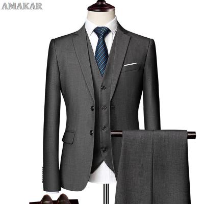 (Blazer+Pants+Vest) Classic Men Suits Slim Wedding Groom Wear Male Business Casual 3 Piece Suit Trousers Gentlemen Costume M-6XL