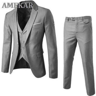 Slim Business Formal Dress Waistcoat Suits Blazer Groom Man Suit Exquisite Weeding Office Set Thin Male Blazer New