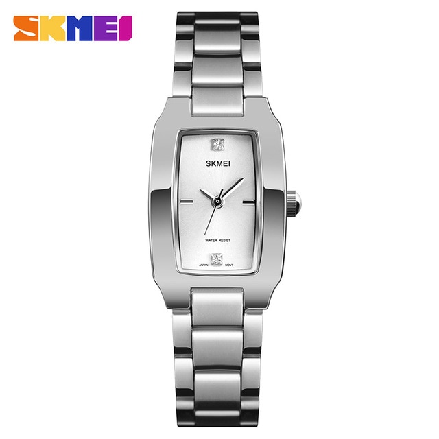 SKMEI Women Watch Rectangle Dial Elegant Quartz Japanese Lady Wristwatches Golden Stainless Steel Bracelet Watches montre femme - Image 3