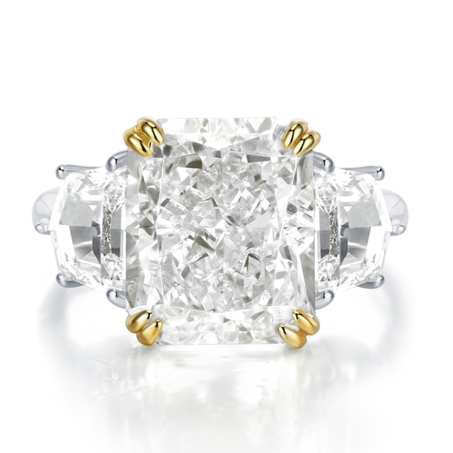 Wong Rain Luxury 925 Sterling Silver Crushed Ice Cut 13CT G Color Sapphire Gemstone Engagement Ring Fine Jewelry Gifts Wholesale