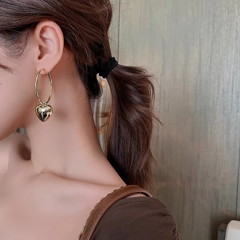 Korean Fashion Accessories for Women Peach Heart Hoop Earrings for Women Bridal Wedding Party Anniversary Gift Designer Jewelry - Image 6