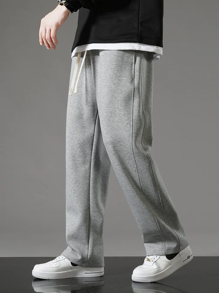 Spring Autumn Men Sweatpants Korean Fashion Sportswear Drawstring Wide Leg Straight Track Pants Cotton Casual Loose Trousers - Image 4