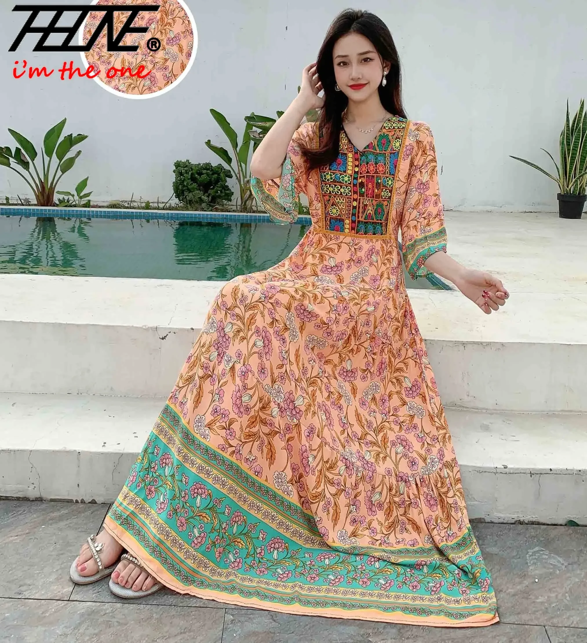 Indian Dress for Women Summer Embroidery Chic Elegant Party Dresses Clothes Vintage Long Maxi Prom Bohemian Beach Robe Vestidos - Image 5