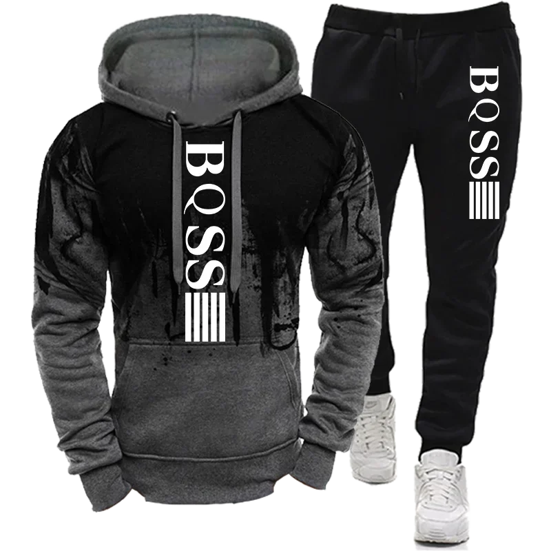 Men's Hoodies for Men Clothing Splash Ink Sweatshirt Suit Man Tracksuit Pant Sets New in Hoodies & Sweatshirts Sports Suits Set - Image 3