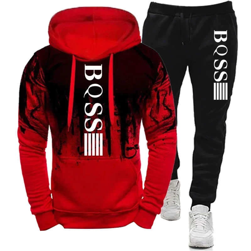 Men's Hoodies for Men Clothing Splash Ink Sweatshirt Suit Man Tracksuit Pant Sets New in Hoodies & Sweatshirts Sports Suits Set - Image 4