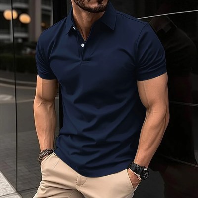 Solid Color Men's Polo Shirt Short-sleeved Casual Fashion Summer Lapel Men's Top Polo Shirt