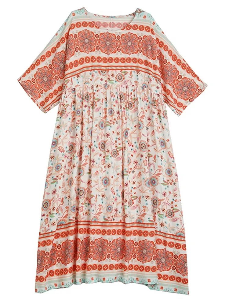 long sleeve oversized cotton satin vintage floral new in dresses for women casual loose long summer dress elegant clothing 2024 - Image 3