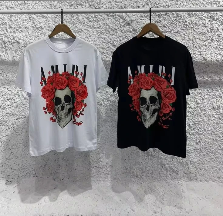 American Luxury Brand Top T-shirt Slim-fit High-quality Pure Cotton Hot-selling Men's and Women's Half-sleeved Bottoming Shirt - Image 2