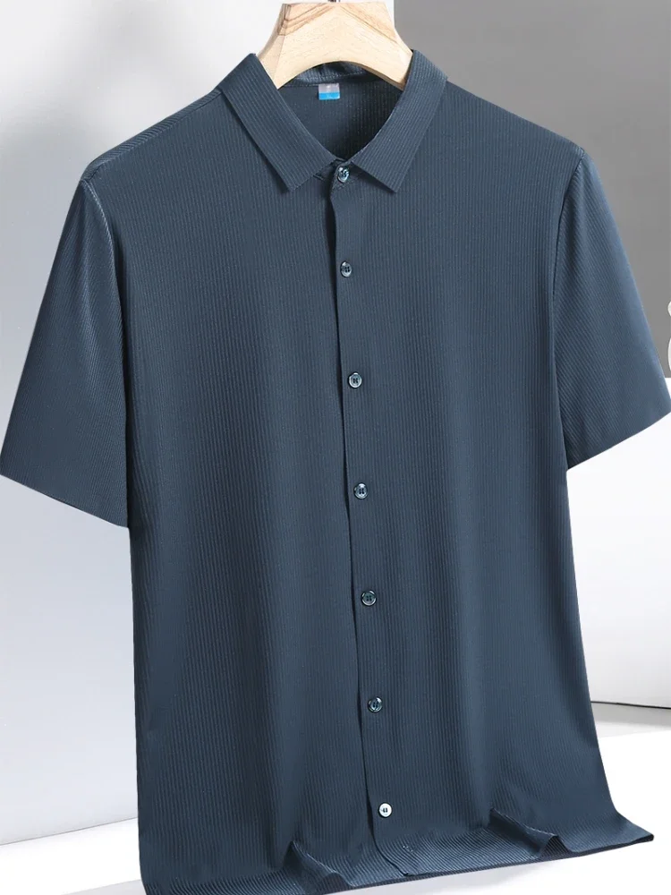 Ice Silk Shirts Man Short Sleeve Top Male Quick Dry Cool Classic Big Size 5XL 6XL 7XL 8XL Large Plus Loose Summer Social Blouse - Image 6