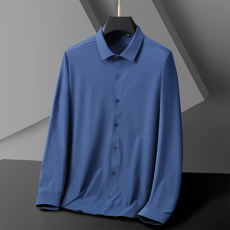 Summer Men Shirt Elasticity Long Sleeve Oversize 6XL 7XL 8XL 10XL Plus Size Formal Traceless Black White Designer High Quality - Image 6