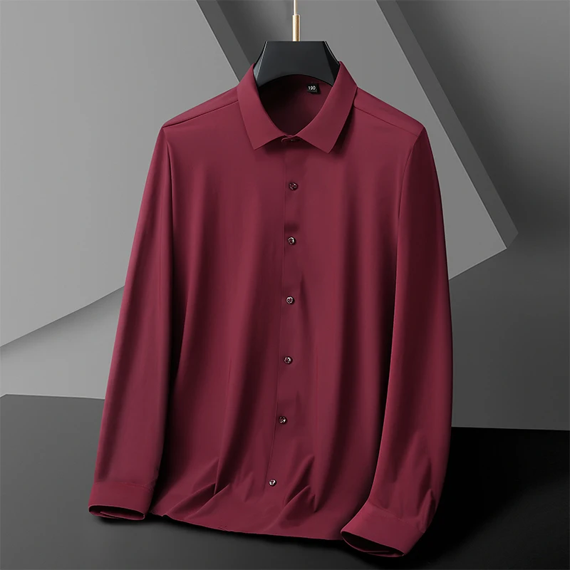 Summer Men Shirt Elasticity Long Sleeve Oversize 6XL 7XL 8XL 10XL Plus Size Formal Traceless Black White Designer High Quality - Image 5