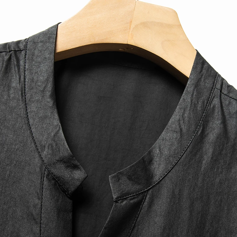 Crack Plus Size Silk Shirts For Men Short Sleeved Skin-Friendly Summer Quality Gambiered Canton Gauze Tang Costume Chemise Homme - Image 3