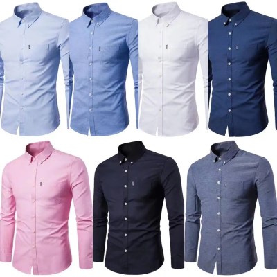 Men Shirts Long Sleeve T Shirts Blouses Single Breasted Turn Down Collar Casual Shirts Spliced Solid Loose Button Spring