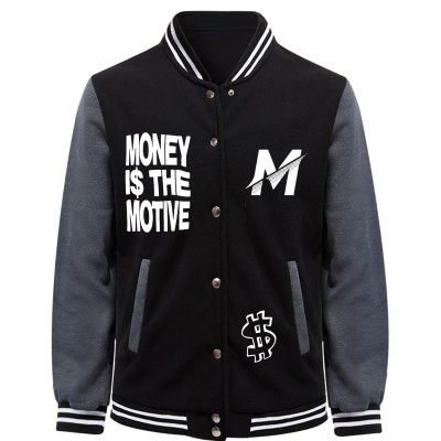 More Is The Motive M Printed Clothes Men Funny Casual Streetwear Pullover Jackets Fleece Simple Man Baseball Jersey