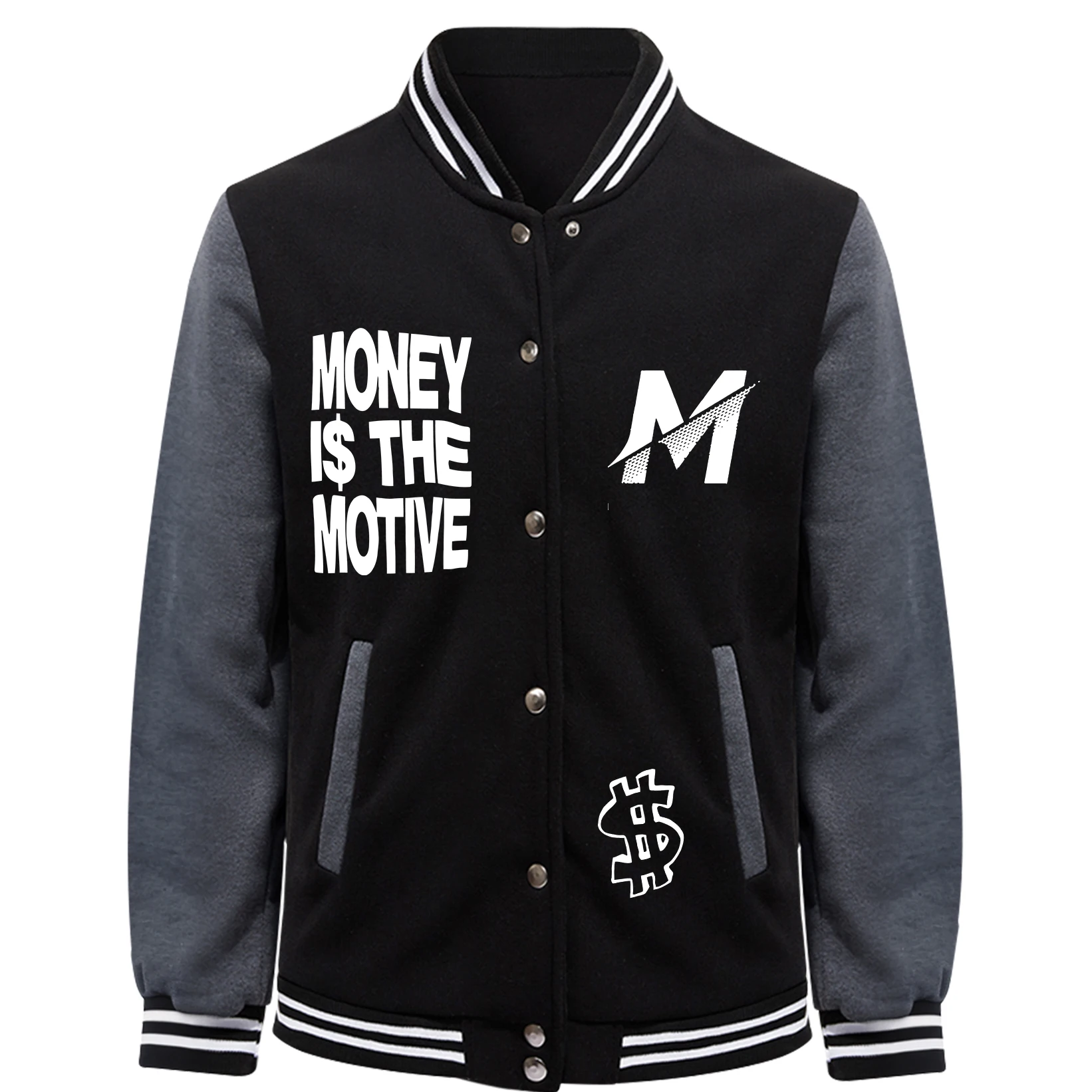 More Is The Motive M Printed Clothes Men Funny Casual Streetwear Pullover Jackets Fleece Simple Man Baseball Jersey