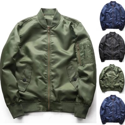 Mens Bomber Jacket Baseball Jackets Pilot Men'S Winter Casual Print Long Sleeve Button Thick Coat Coat Zipper Outwear