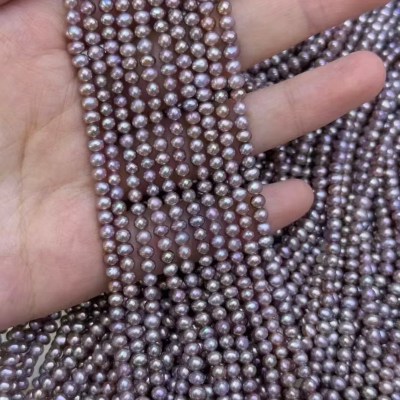 3-3.5mm AAAA Multiple Sizes Natural Freshwater Egg Round Purple Pearl Bead Women Jewelry Make DIY Necklace Bracelet Accessories