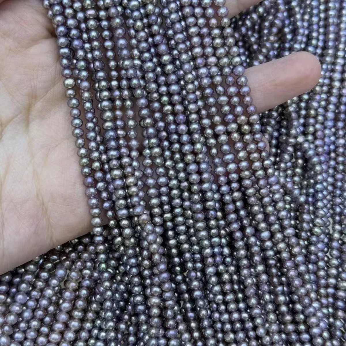 3-3.5mm AAAA Multiple Sizes Natural Freshwater Egg Round Purple Pearl Bead Women Jewelry Make DIY Necklace Bracelet Accessories - Image 2