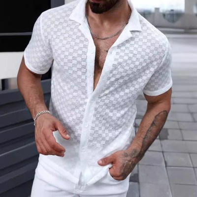 Shirts Solid Short Sleeve Shirts Single Breasted Casual Shirt Spliced Buttons Loose Summer Sports Breathable Blouses
