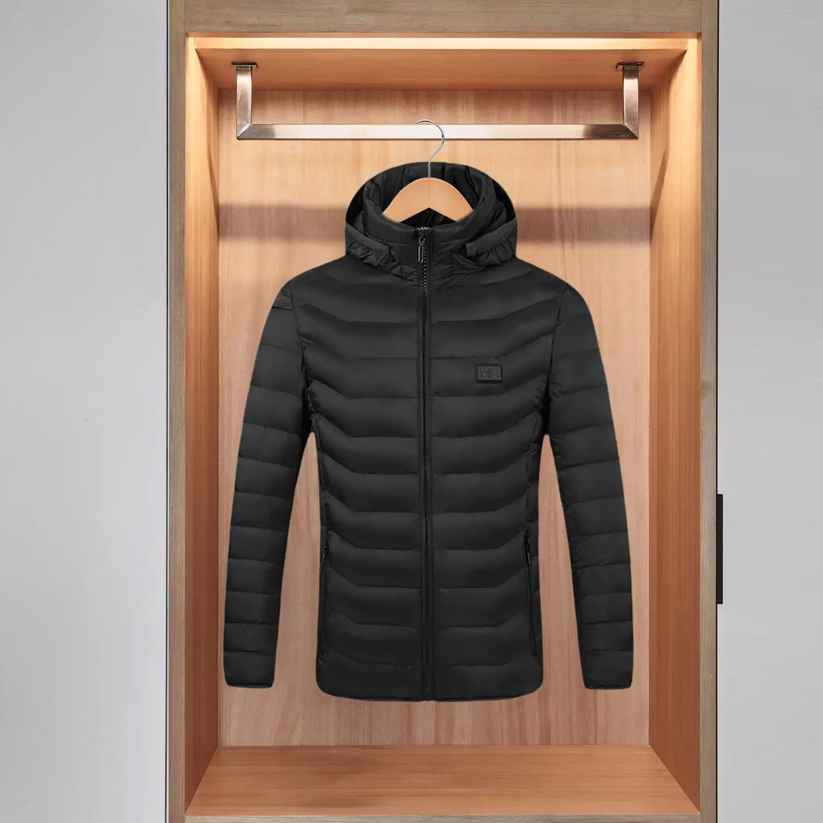 Men Women Heated Jacket Windproof Winter Thermal Overcoat Lightweight Washable Coat for Outdoor Sports Hiking