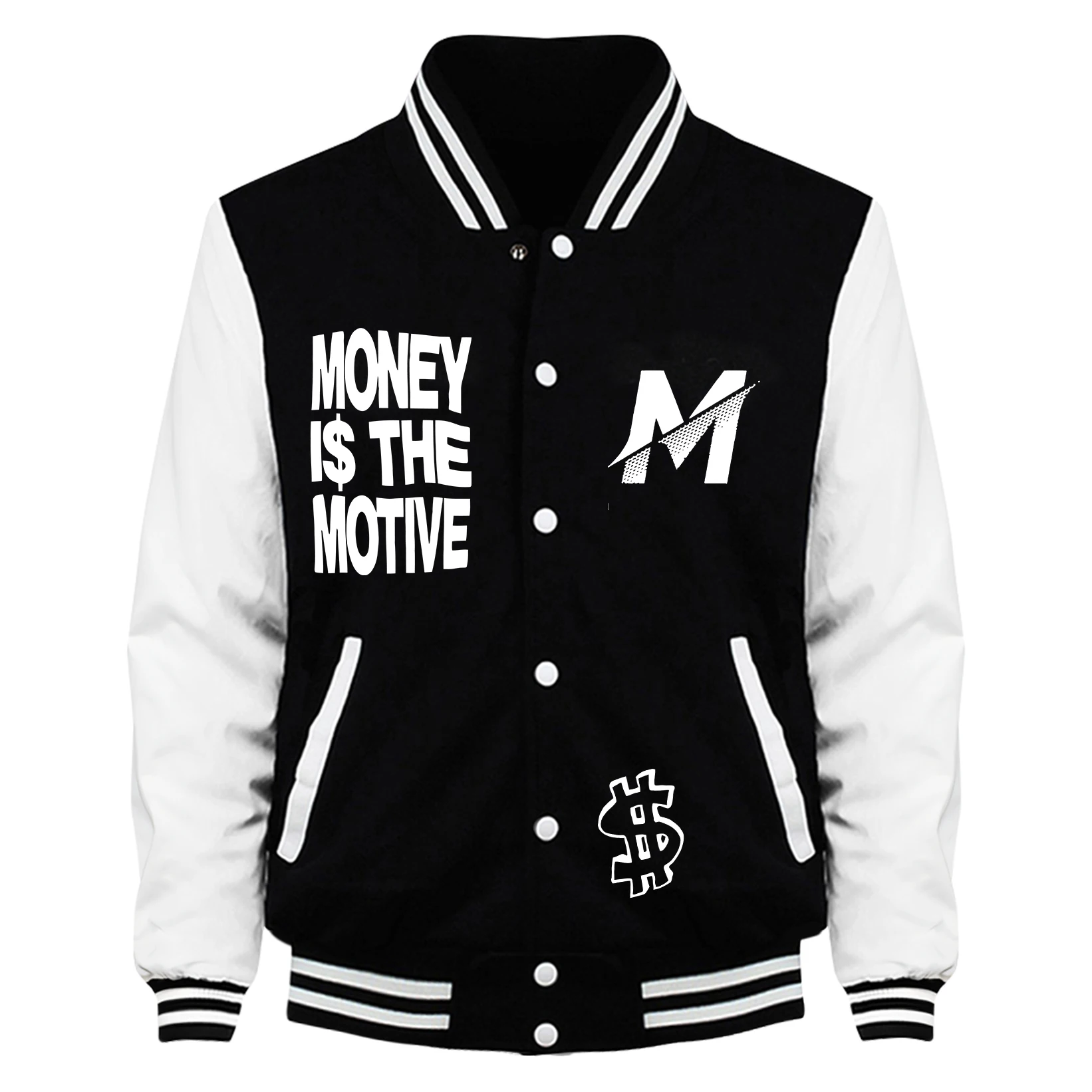 More Is The Motive M Printed Clothes Men Funny Casual Streetwear Pullover Jackets Fleece Simple Man Baseball Jersey - Image 2