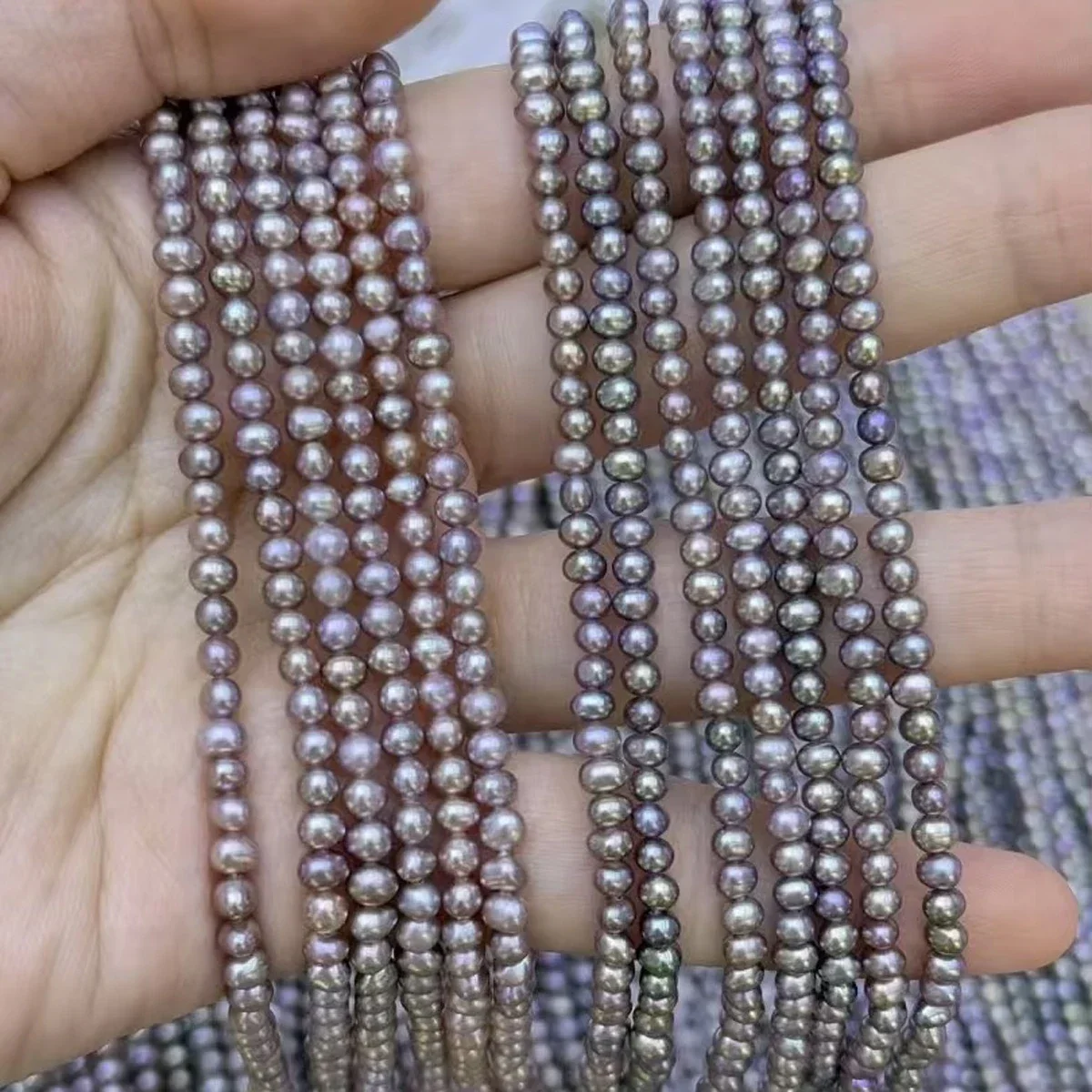3-3.5mm AAAA Multiple Sizes Natural Freshwater Egg Round Purple Pearl Bead Women Jewelry Make DIY Necklace Bracelet Accessories - Image 4